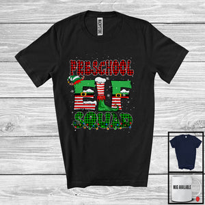 MacnyStore - Preschool Elf Squad; Awesome Christmas Lights Plaid Elf Lover; Students Teacher Group T-Shirt