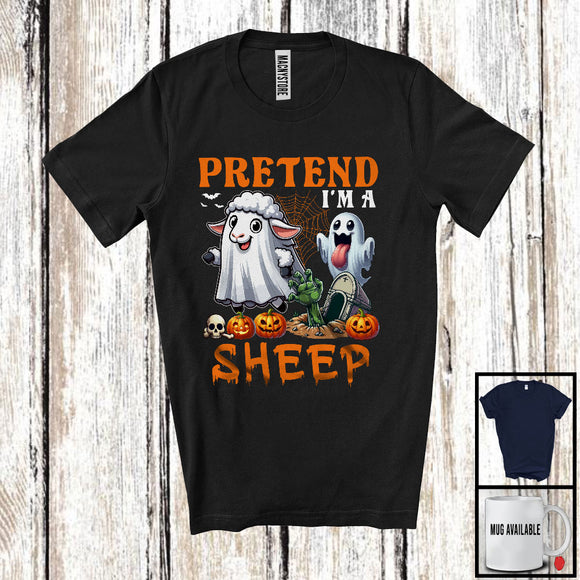 MacnyStore - Pretend I'm A Sheep; Sarcastic Halloween Zombie Boo Ghost Sheep Lover; Family Group T-Shirt