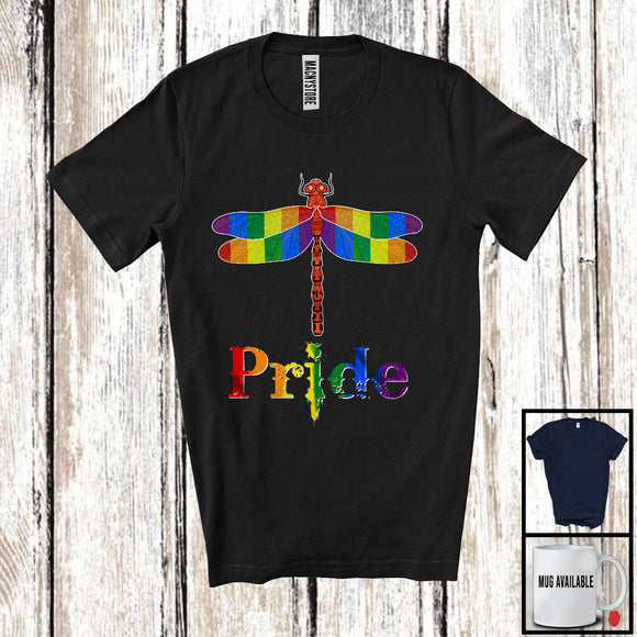 MacnyStore - Pride, Colorful LGBTQ Pride Lovely Dragonfly LGBT Gay Rainbow Flag, Matching Dragonfly Lover T-Shirt