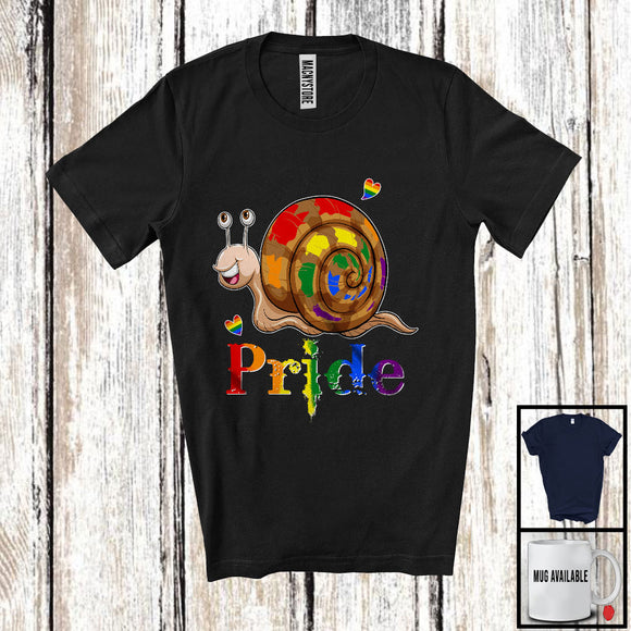 MacnyStore - Pride, Colorful LGBTQ Pride Lovely Snail LGBT Gay Rainbow Flag, Matching Snail Lover T-Shirt