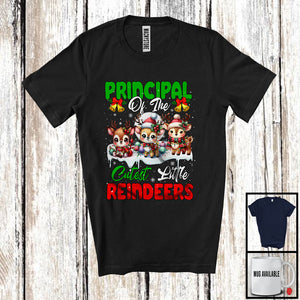 MacnyStore - Principal Of The Cutest Little Reindeers; Wonderful Christmas 3 Reindeers; Snowing X-mas T-Shirt