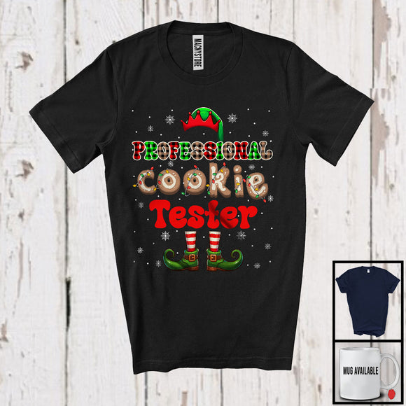 MacnyStore - Professional Cookie Baking Team Captain; Joyful Christmas Lights Plaid Elf Hat Feet; Baking Baker T-Shirt