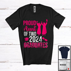 MacnyStore - Proud Aunt Of Two 2024 Graduates, Proud Mother's Day Twins, Proud Graduate Graduation T-Shirt