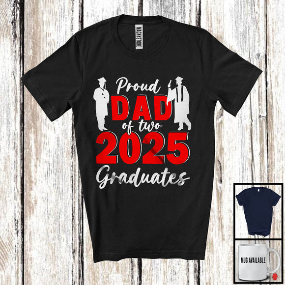 MacnyStore - Proud Dad Of Two 2025 Graduates; Amazing Father's Day Twin Boys Graduation; Family Lover T-Shirt