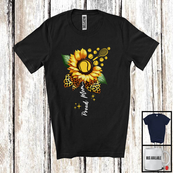 MacnyStore - Proud Mom; Awesome Mother's Day Leopard Sunflower Tennis Player; Sport Team Family T-Shirt