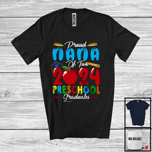 MacnyStore - Proud Nana Of Two 2024 Preschool Graduates, Lovely Mother's Day Graduation Proud, Family T-Shirt