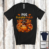 MacnyStore - Pug Pumpkin Patch; Lovely Thanksgiving Pug In Pumpkin; Fall Leaves Flowers T-Shirt