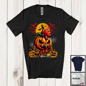 MacnyStore - Pumpkin Chicken Face, Scary Halloween Costume Chicken Lover, Farm Animal Farmer Group T-Shirt