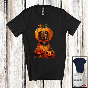 MacnyStore - Pumpkin Dachshund; Adorable Halloween Costume Pumpkin; Dog Owner Family T-Shirt