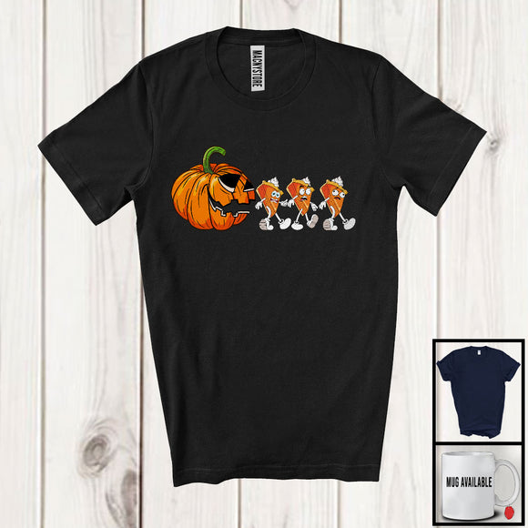 MacnyStore - Pumpkin Eating Pumpkin Pie, Horror Halloween Costume Pumpkin Pie Running, Family Group T-Shirt