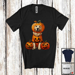 MacnyStore - Pumpkin Golden Retriever; Adorable Halloween Costume Pumpkin; Dog Owner Family T-Shirt