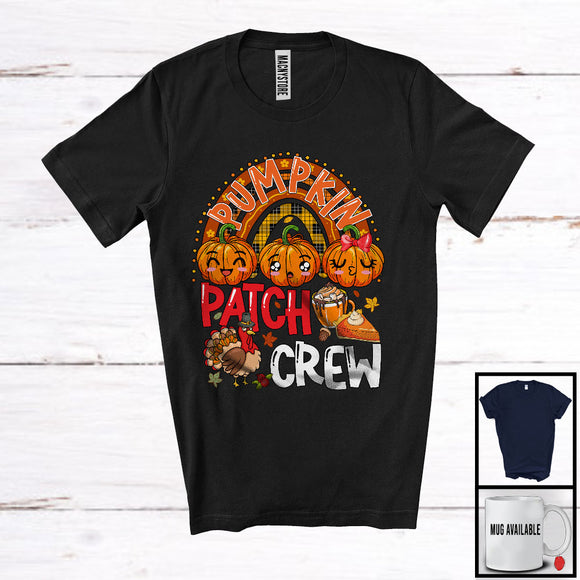 MacnyStore - Pumpkin Patch Crew; Amazing Thanksgiving Turkey Pumpkin; Autumn Fall Leaf Plaid Rainbow T-Shirt