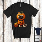 MacnyStore - Pumpkin Pug; Adorable Halloween Costume Pumpkin; Dog Owner Family T-Shirt