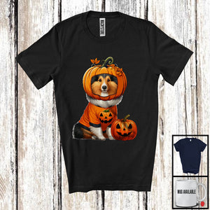 MacnyStore - Pumpkin Sheltie; Adorable Halloween Costume Pumpkin; Dog Owner Family T-Shirt