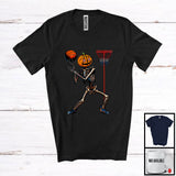 MacnyStore - Pumpkin Skeleton Playing Basketball; Creepy Halloween Costume Sport Player Team; Family Group T-Shirt