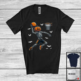 MacnyStore - Pumpkin Skeleton Playing Basketball, Scary Halloween Basketball Player Playing Lover, Sport Team T-Shirt