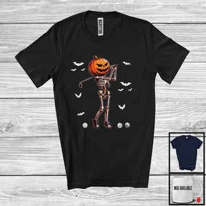 MacnyStore - Pumpkin Skeleton Playing Golf, Scary Halloween Golf Player Playing Lover, Sport Team T-Shirt