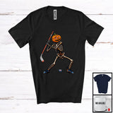 MacnyStore - Pumpkin Skeleton Playing Ice Hockey; Creepy Halloween Costume Sport Player Team; Family Group T-Shirt