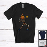 MacnyStore - Pumpkin Skeleton Playing Softball; Creepy Halloween Costume Sport Player Team; Family Group T-Shirt