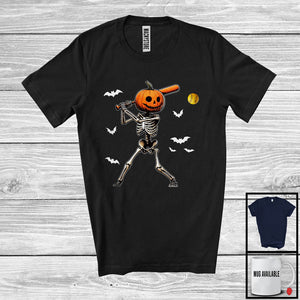 MacnyStore - Pumpkin Skeleton Playing Softball, Scary Halloween Softball Player Playing Lover, Sport Team T-Shirt