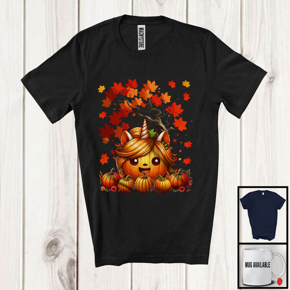 MacnyStore - Pumpkin Unicorn Face, Adorable Thanksgiving Fall Tree Pumpkins Lover, Family Group T-Shirt