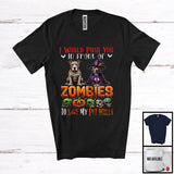 MacnyStore - Push You Front of Zombies, Horror Halloween Costume Witch Mummy Pit Bulls Owner, Family Group T-Shirt