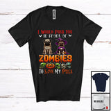 MacnyStore - Push You Front of Zombies, Horror Halloween Costume Witch Mummy Pugs Owner, Family Group T-Shirt