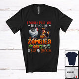 MacnyStore - Push You Front of Zombies, Horror Halloween Witch Mummy Chickens Owner, Family Group T-Shirt