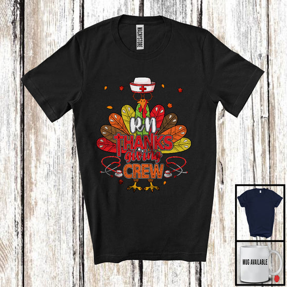 MacnyStore - RN Thanksgiving Crew; Lovely Thanksgiving Turkey Tail Autumn; Nurse Nursing Lover T-Shirt