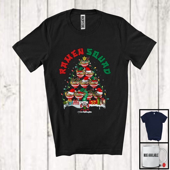 MacnyStore - Ramen Squad; Amazing Christmas Tree Elf Reindeer Santa Ramen Japan Food; Snowing T-Shirt