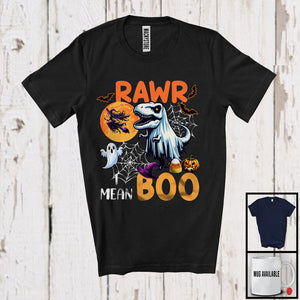 MacnyStore - Rawr I Mean Boo, Lovely Halloween Costume T-Rex Boo Ghost, Dinosaur Candy Corn Lover T-Shirt