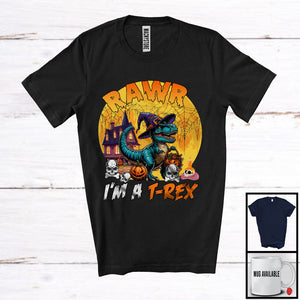 MacnyStore - Rawr I'm A T-Rex, Scary Halloween Costume Matching Animal Lover Moon, Witch Family T-Shirt