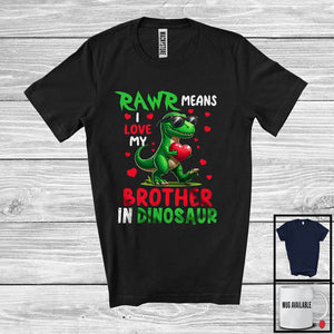 MacnyStore - Rawr Means I Love My Brother, Adorable Father's Day T-Rex Brother, Dinosaur Family Group T-Shirt