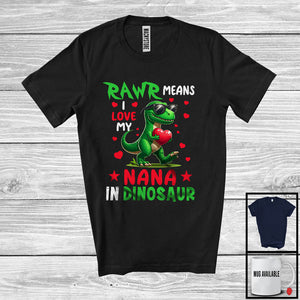 MacnyStore - Rawr Means I Love My Nana, Adorable Mother's Day T-Rex Nana, Dinosaur Lover Family Group T-Shirt