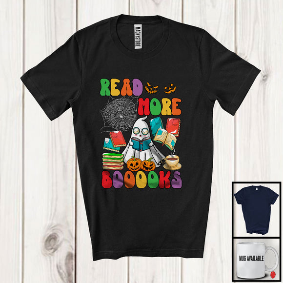 MacnyStore - Read More Booooks; Horror Halloween Costume Boo Ghost Reading Books; Teacher Group T-Shirt