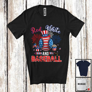 MacnyStore - Red White And Baseball, Amazing 4th Of July American Flag Sport Player Lover, Patriotic Group T-Shirt