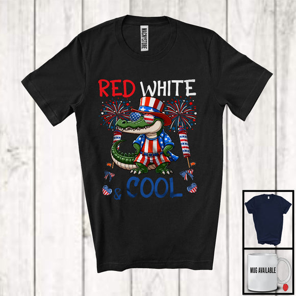 MacnyStore - Red White And Cool, Wonderful 4th Of July Alligator Sunglasses American, Patriotic Animal T-Shirt