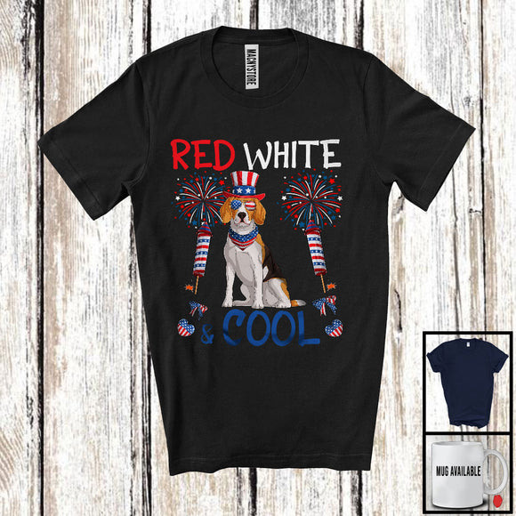 MacnyStore - Red White And Cool, Wonderful 4th Of July Beagle American Flag Sunglasses, Patriotic Group T-Shirt