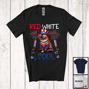 MacnyStore - Red White And Cool, Wonderful 4th Of July Burmese Cat Sunglasses American, Patriotic Animal T-Shirt