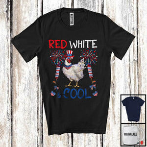 MacnyStore - Red White And Cool, Wonderful 4th Of July Chicken American Flag Sunglasses, Patriotic Group T-Shirt