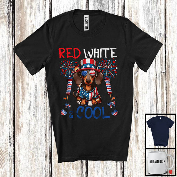 MacnyStore - Red White And Cool, Wonderful 4th Of July Dachshund American Flag Sunglasses, Patriotic Group T-Shirt