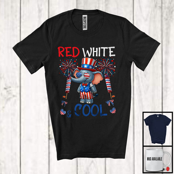 MacnyStore - Red White And Cool, Wonderful 4th Of July Elephant Sunglasses American, Patriotic Animal T-Shirt