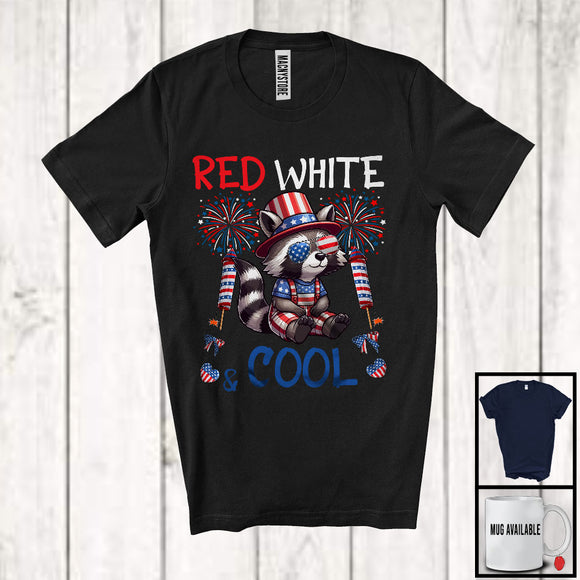 MacnyStore - Red White And Cool, Wonderful 4th Of July Raccoon Sunglasses American, Patriotic Animal T-Shirt