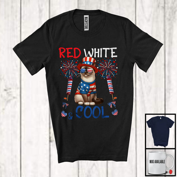 MacnyStore - Red White And Cool, Wonderful 4th Of July Siamese Cat Sunglasses American, Patriotic Animal T-Shirt