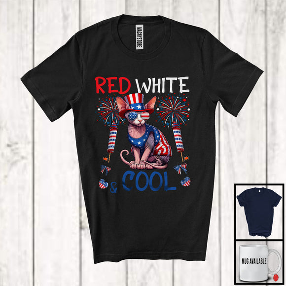 MacnyStore - Red White And Cool, Wonderful 4th Of July Sphynx Cat Sunglasses American, Patriotic Animal T-Shirt