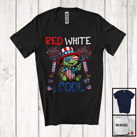 MacnyStore - Red White And Cool, Wonderful 4th Of July Turtle Sunglasses American, Patriotic Animal T-Shirt