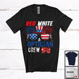 MacnyStore - Red White And Optician Crew, Proud 4th Of July American Flag Glasses, Careers Jobs Group T-Shirt