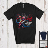 MacnyStore - Red White And Rawrrr, Humorous 4th Of July Sloth Riding T-Rex Dinosaur, Patriotic Fireworks T-Shirt