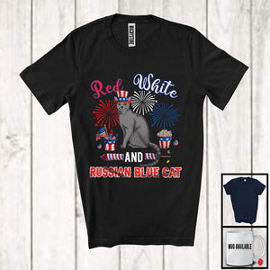 MacnyStore - Red White And Russian Blue Cat, Lovely 4th Of July American Flag Kitten Lover, Patriotic Group T-Shirt