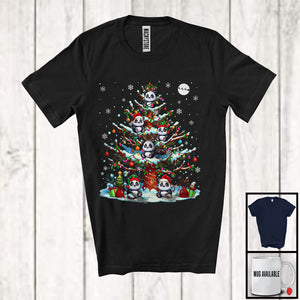 MacnyStore - Reindeer Santa Elf Panda Christmas On Tree; Joyful Christmas Lights Panda; Animal Lover T-Shirt